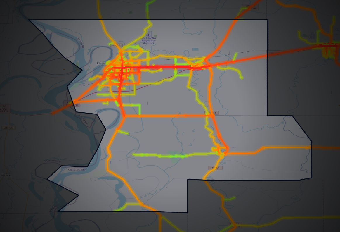 Traffic map of Washington, Mississippi