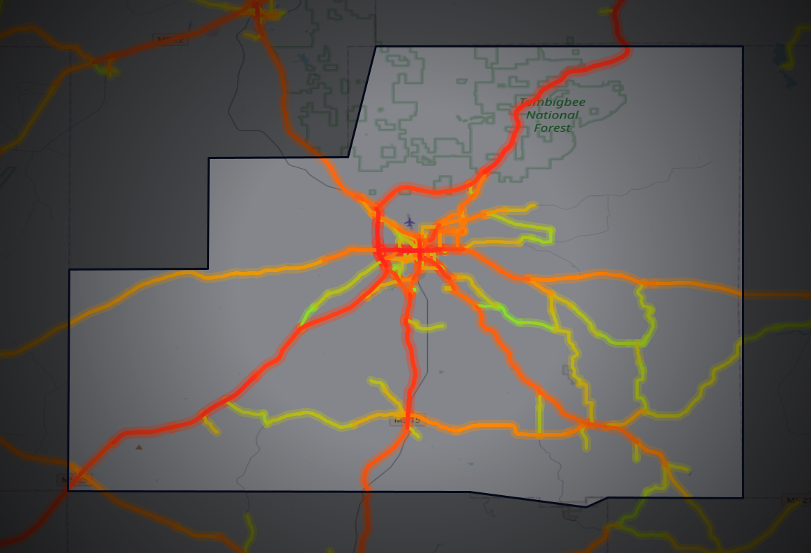Traffic map of Winston, Mississippi