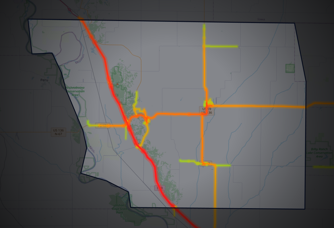 Traffic map of Atchison, Missouri