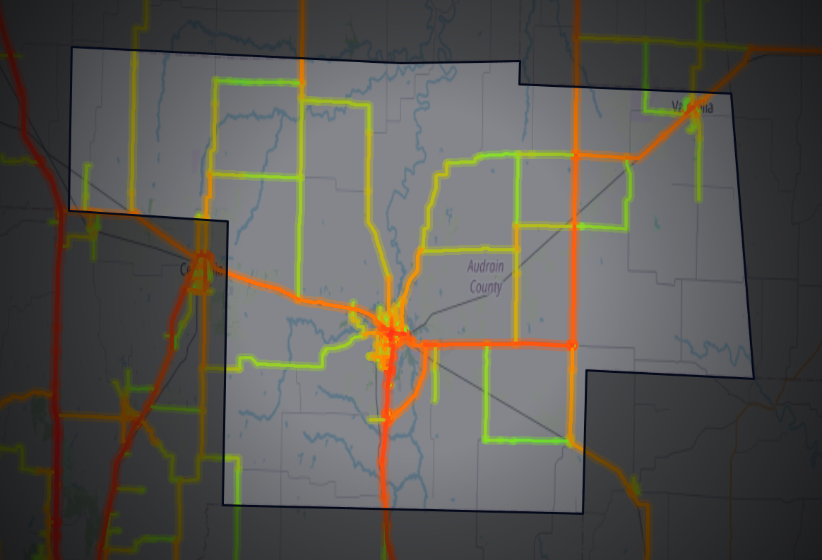 Traffic map of Audrain, Missouri