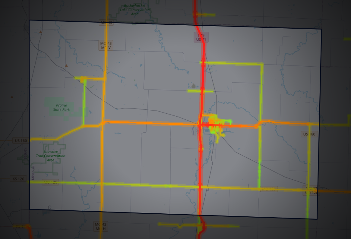 Traffic map of Barton, Missouri