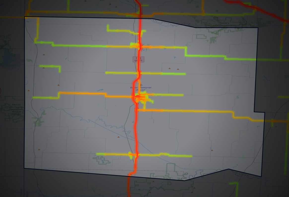 Traffic map of Bates, Missouri