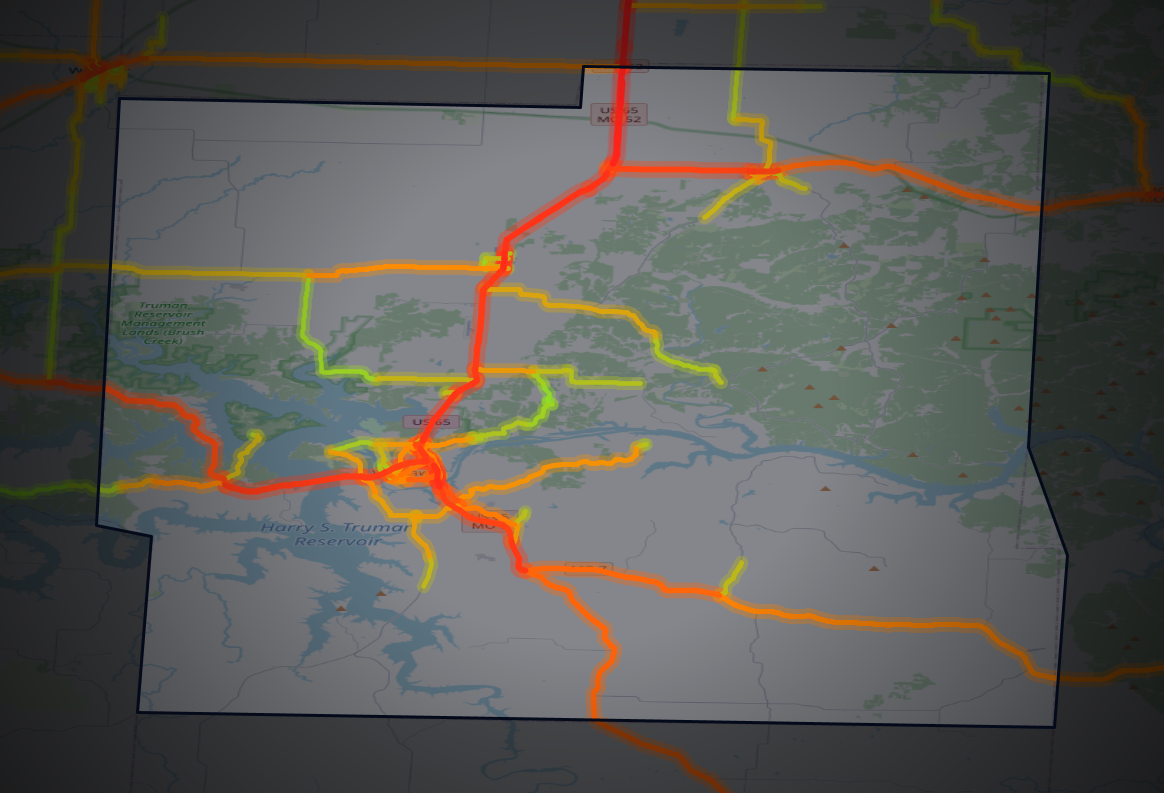 Traffic map of Benton, Missouri