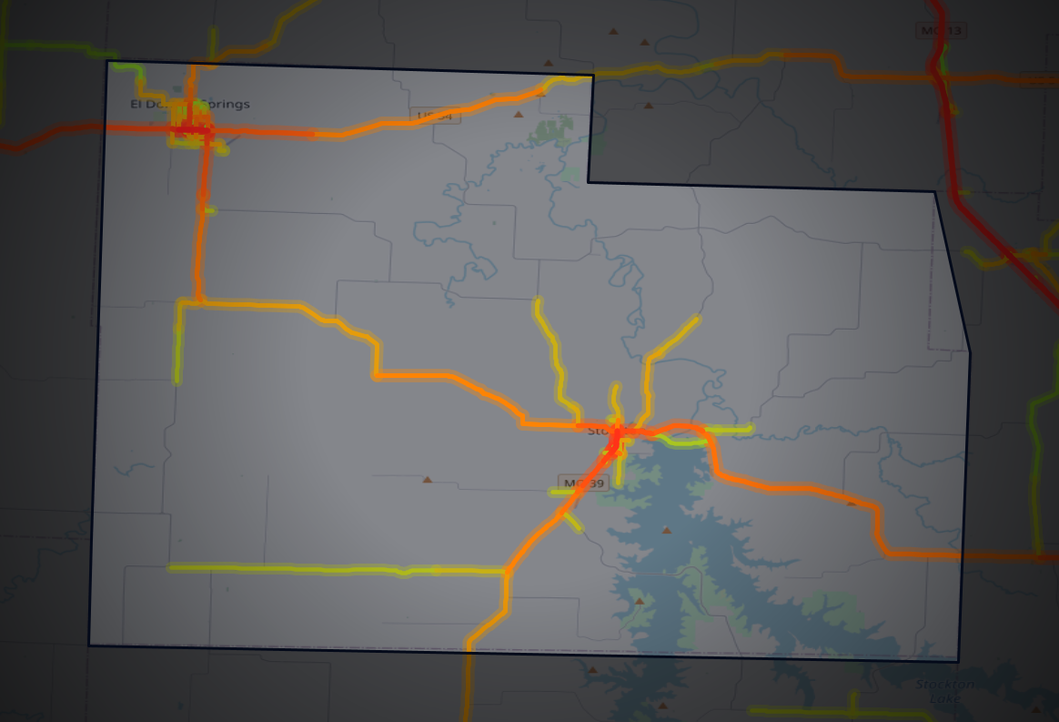 Traffic map of Cedar, Missouri
