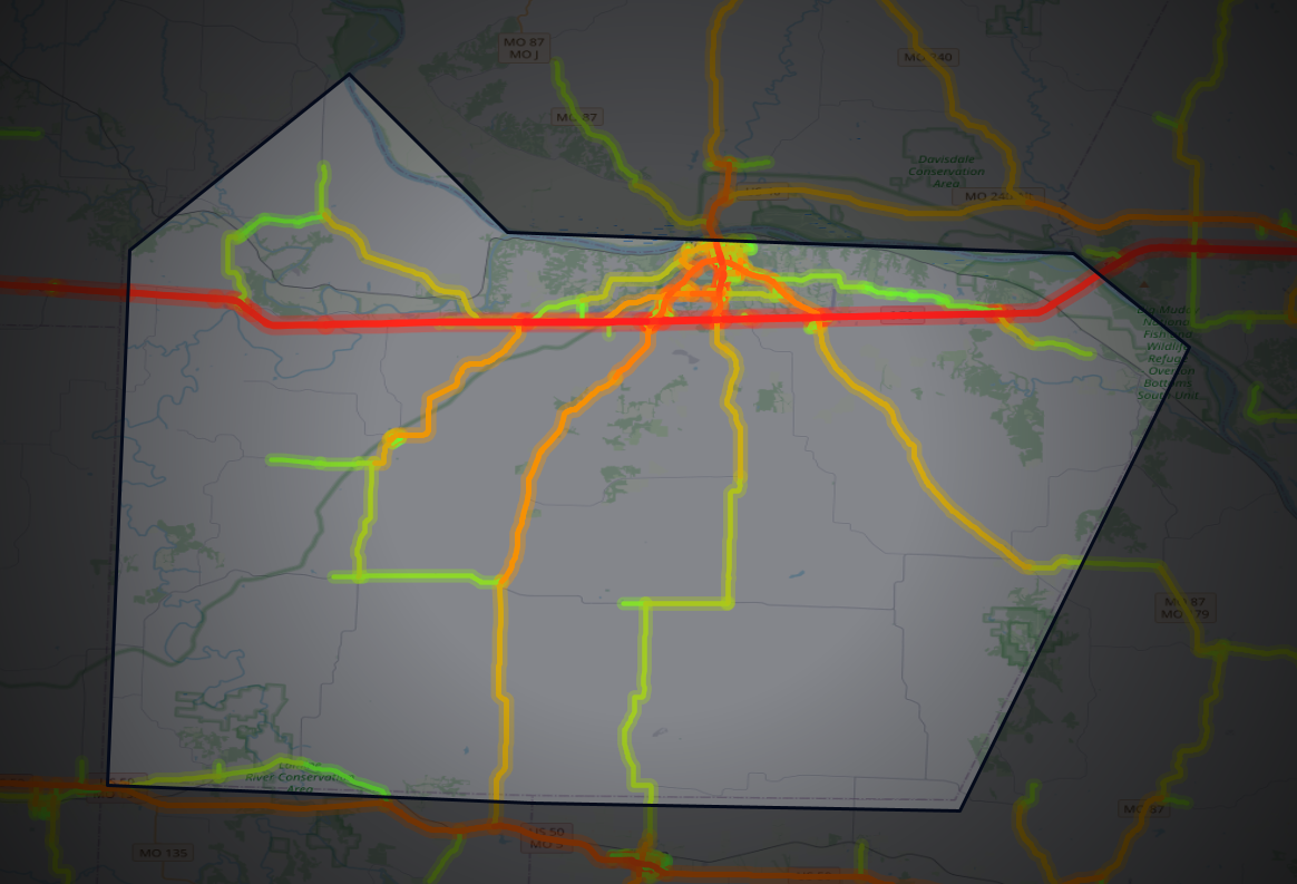 Traffic map of Cooper, Missouri