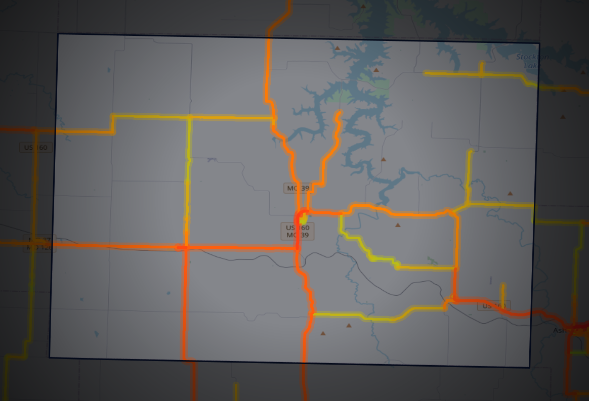 Traffic map of Dade, Missouri