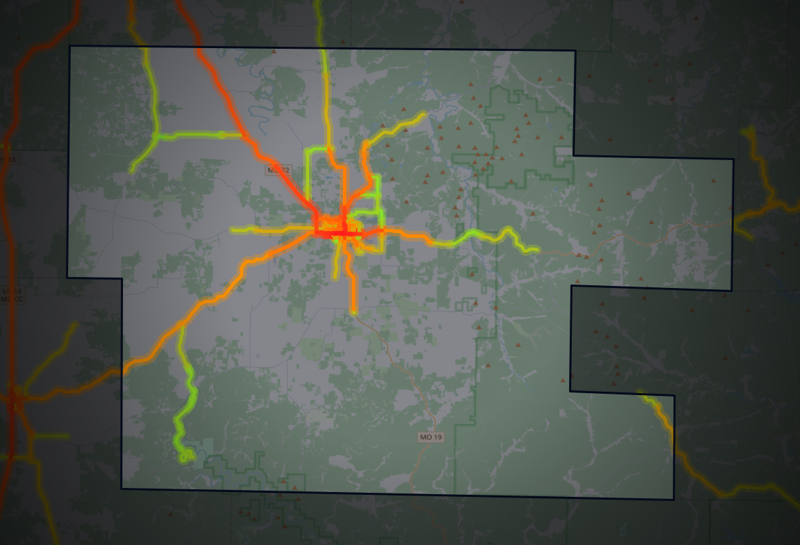 Traffic map of Dent, Missouri