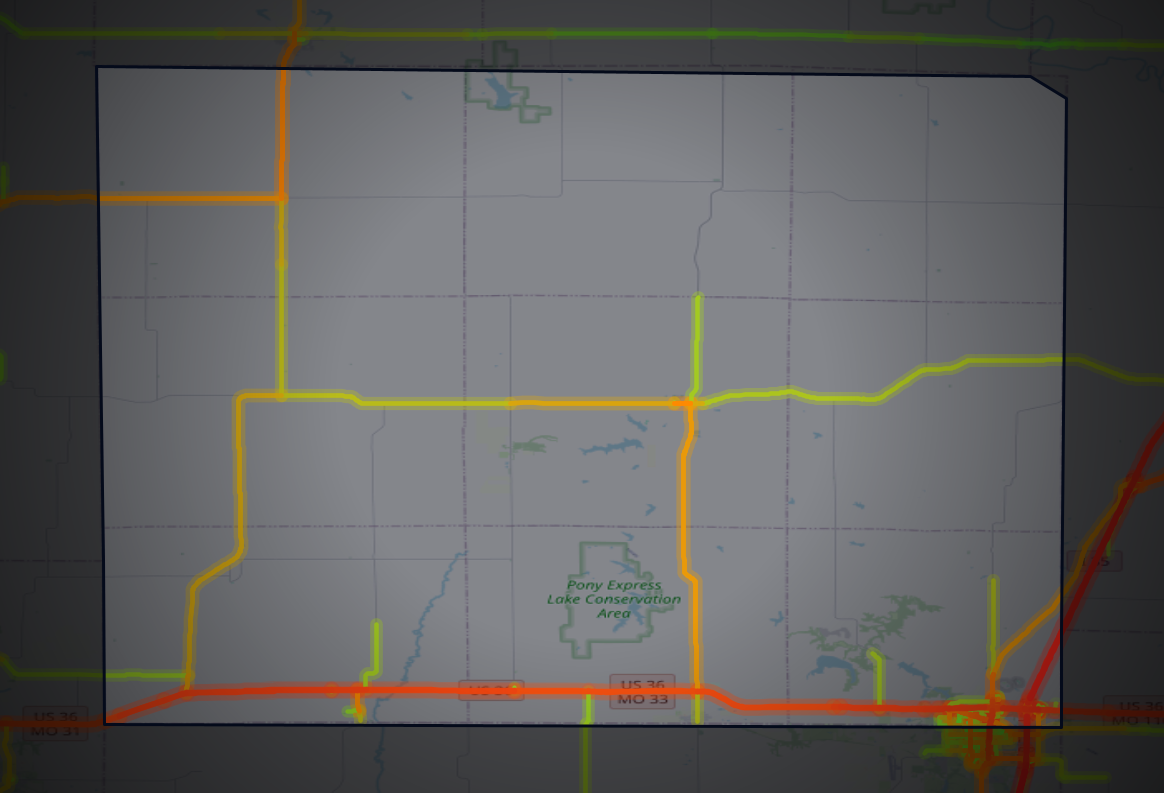 Traffic map of DeKalb, Missouri