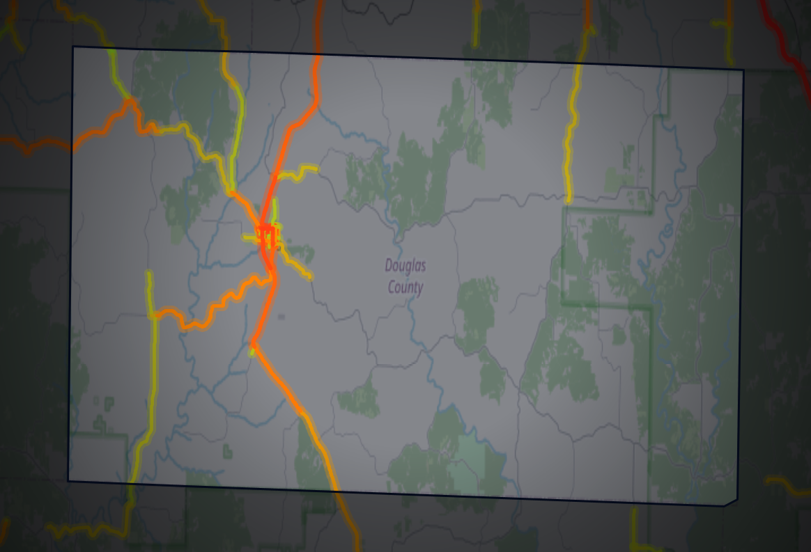 Traffic map of Douglas, Missouri