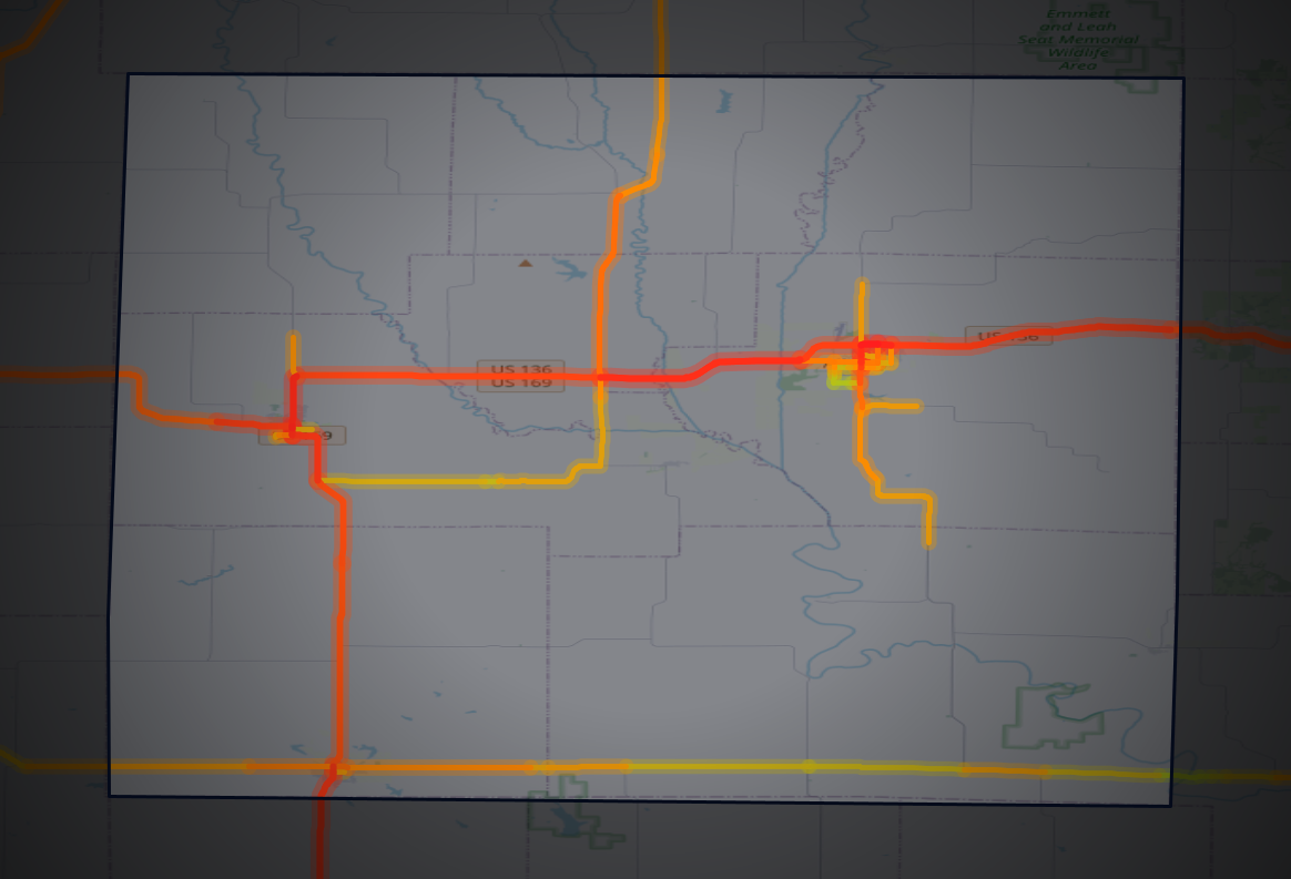 Traffic map of Gentry, Missouri