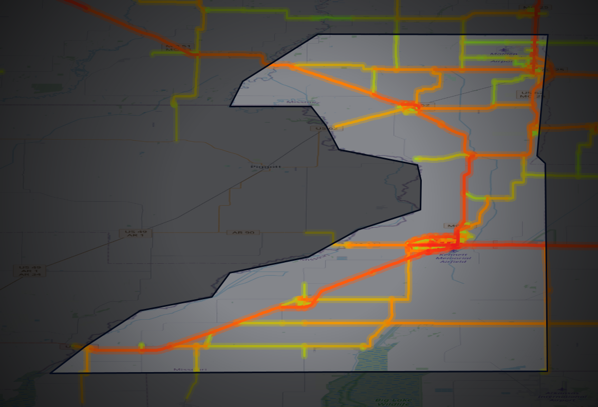 Traffic map of Dunklin, Missouri