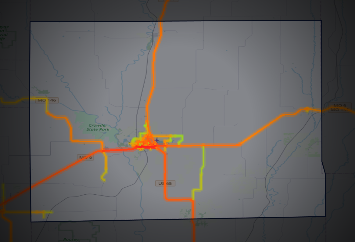 Traffic map of Grundy, Missouri