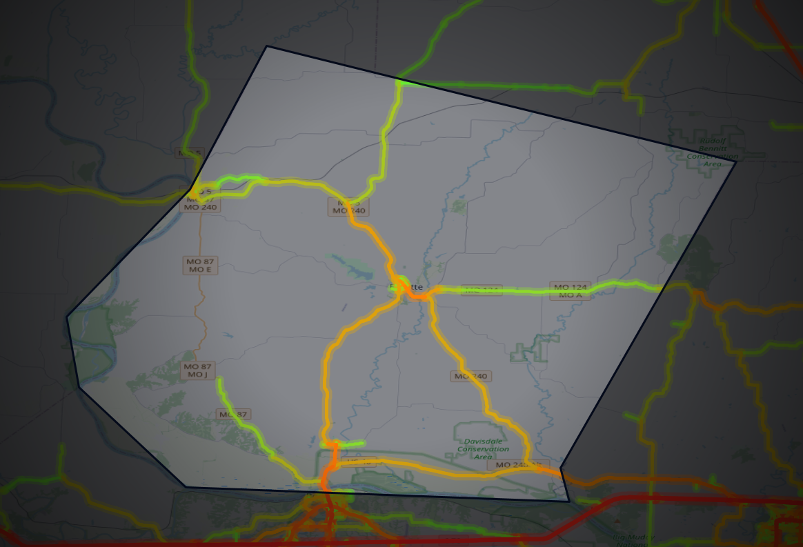 Traffic map of Howard, Missouri