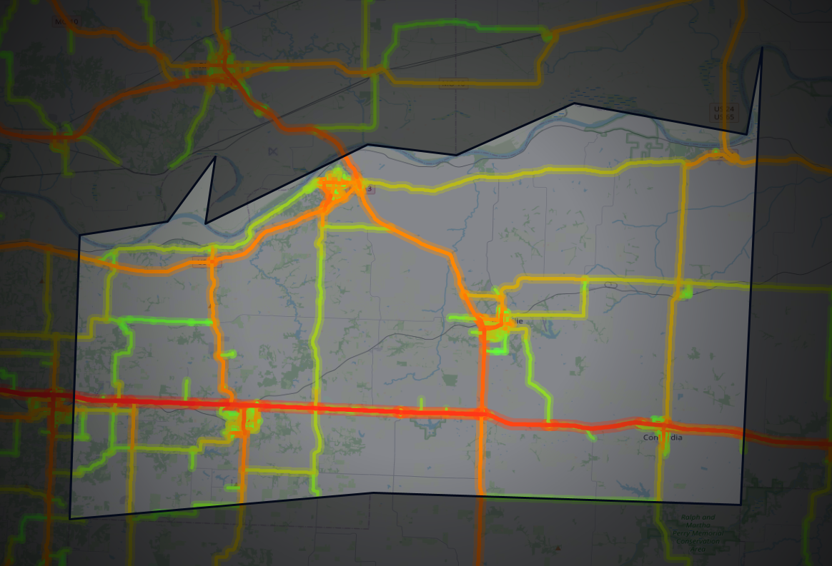 Traffic map of Lafayette, Missouri