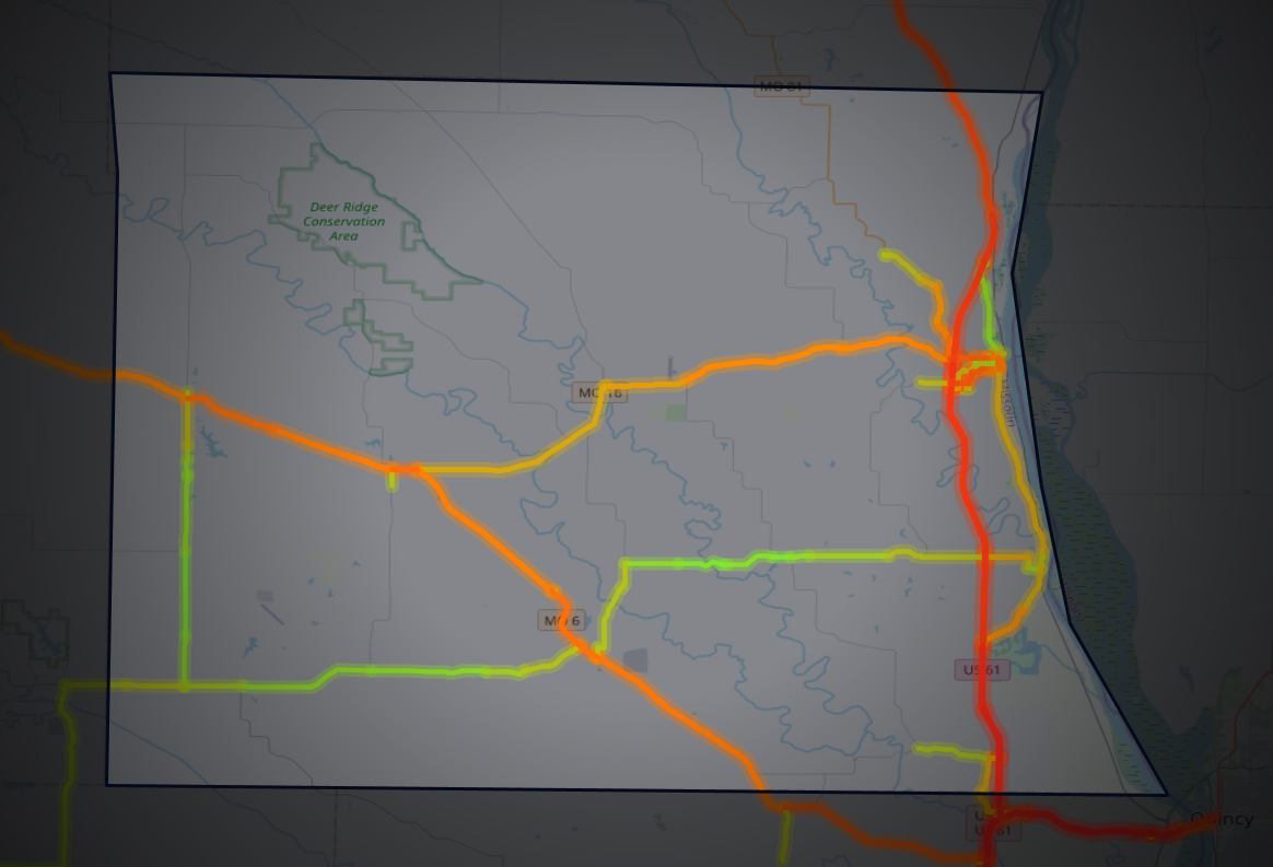 Traffic map of Lewis, Missouri