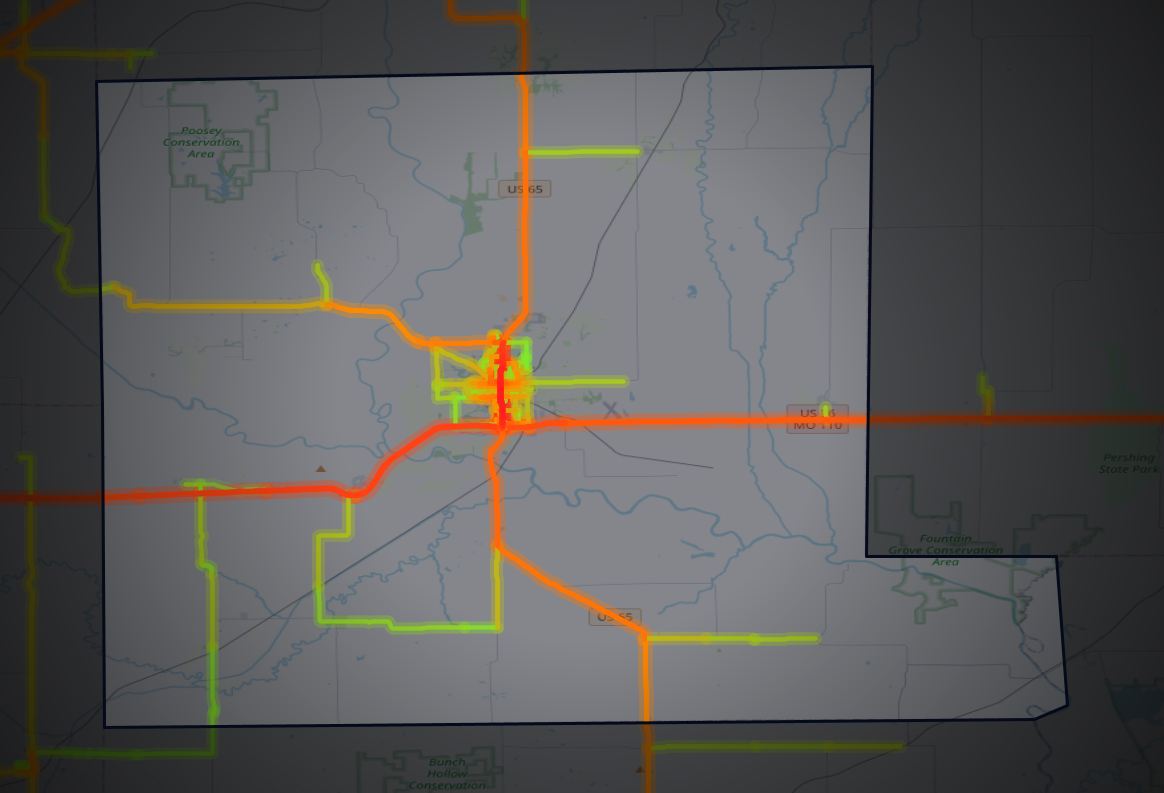 Traffic map of Livingston, Missouri
