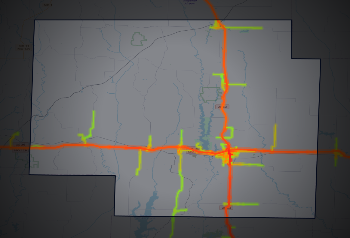 Traffic map of Macon, Missouri