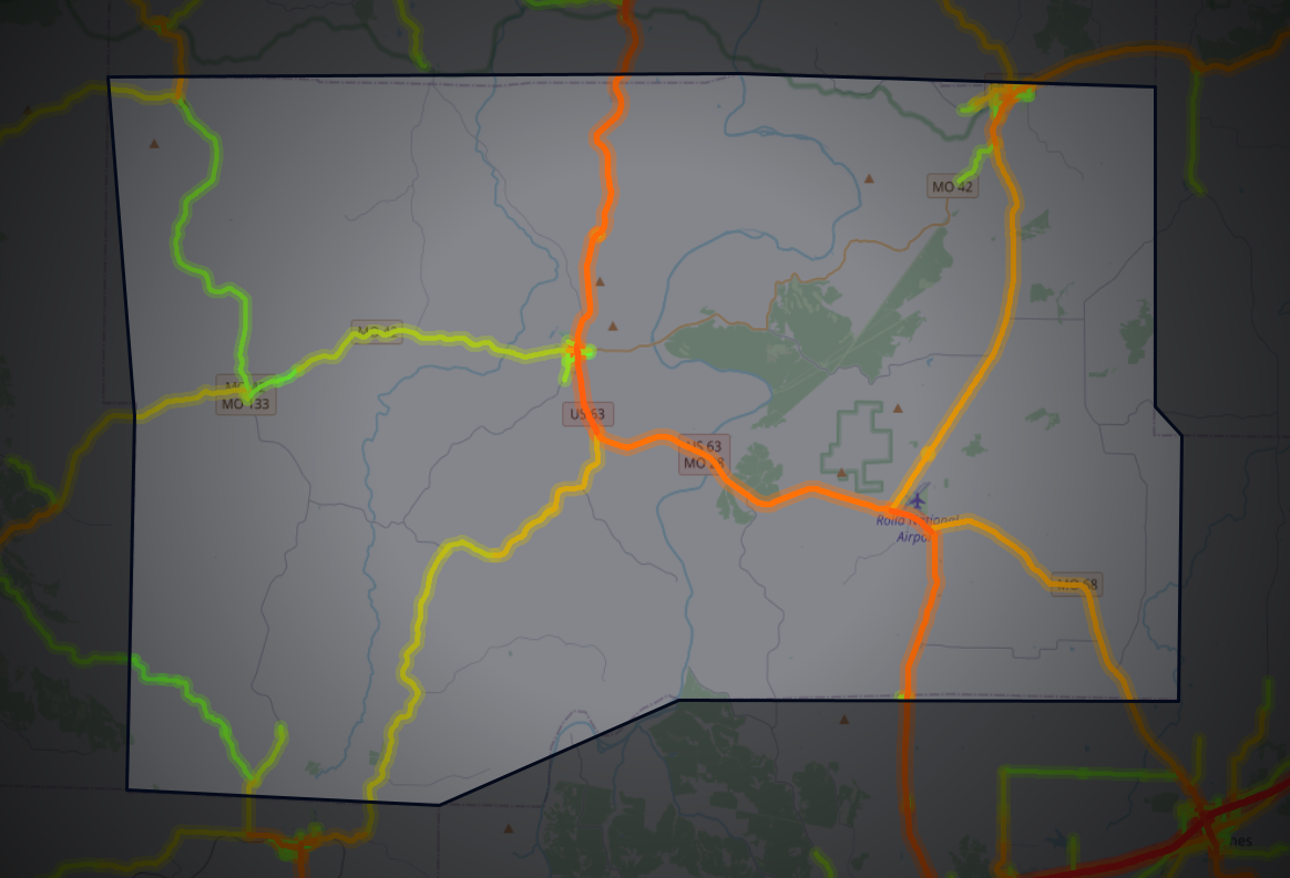 Traffic map of Maries, Missouri