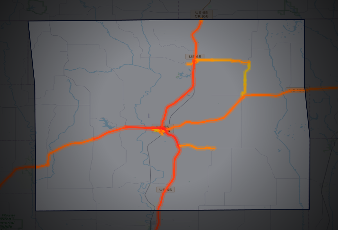 Traffic map of Mercer, Missouri
