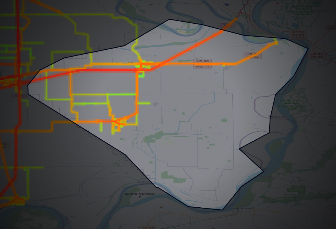 Traffic map of Mississippi, Missouri