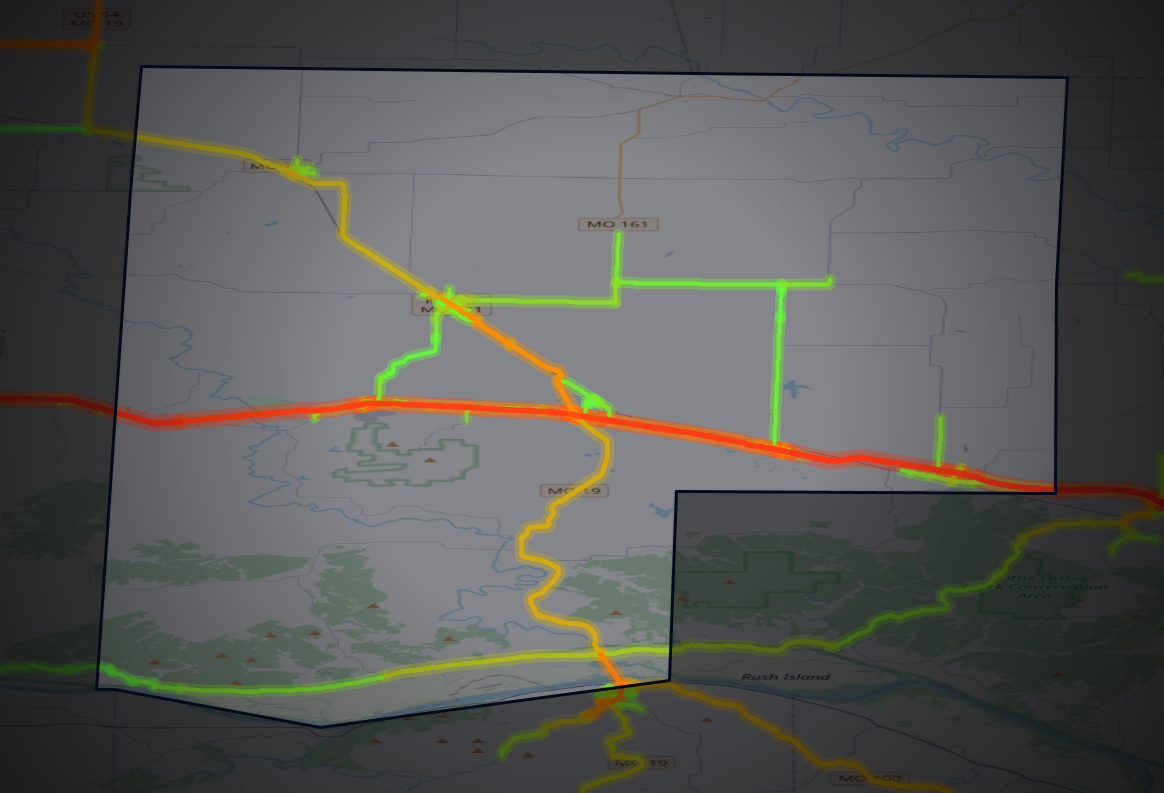 Traffic map of Montgomery, Missouri