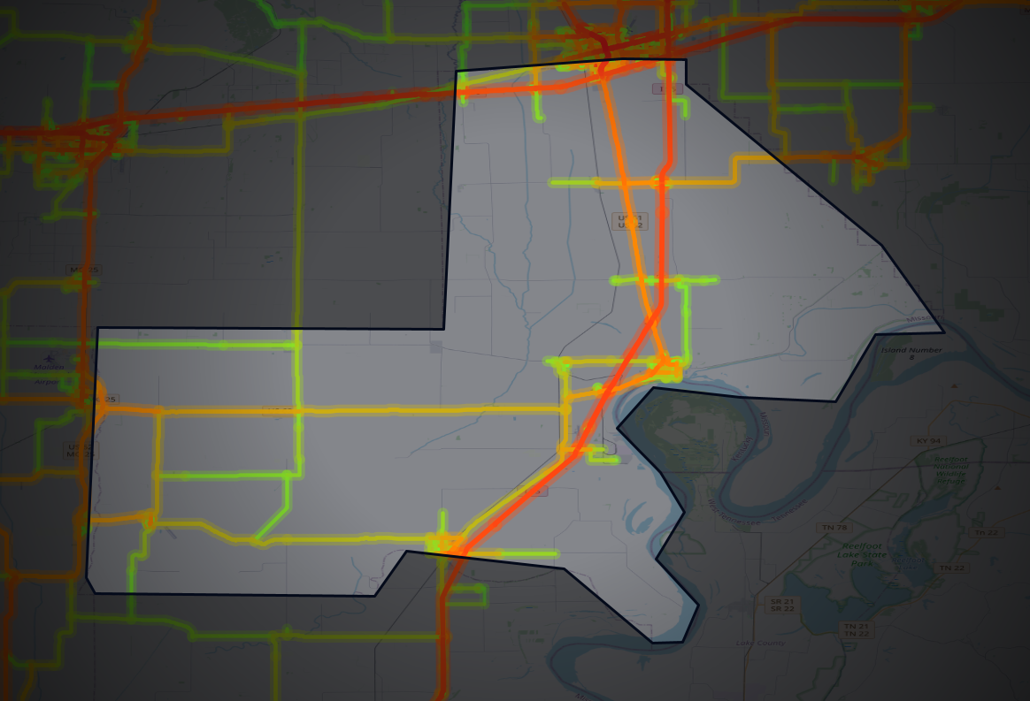 Traffic map of New Madrid, Missouri