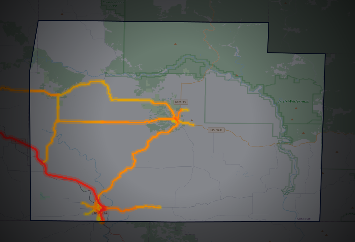 Traffic map of Oregon, Missouri
