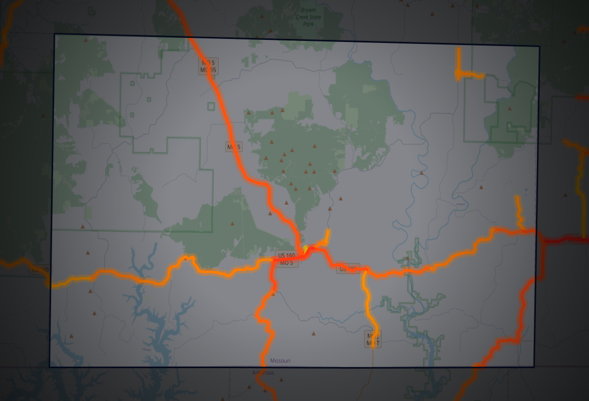 Traffic map of Ozark, Missouri