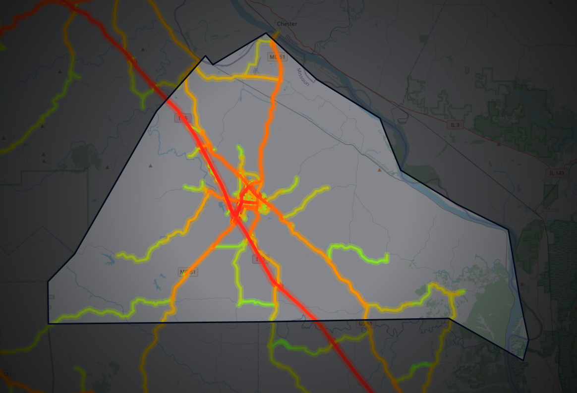 Traffic map of Perry, Missouri