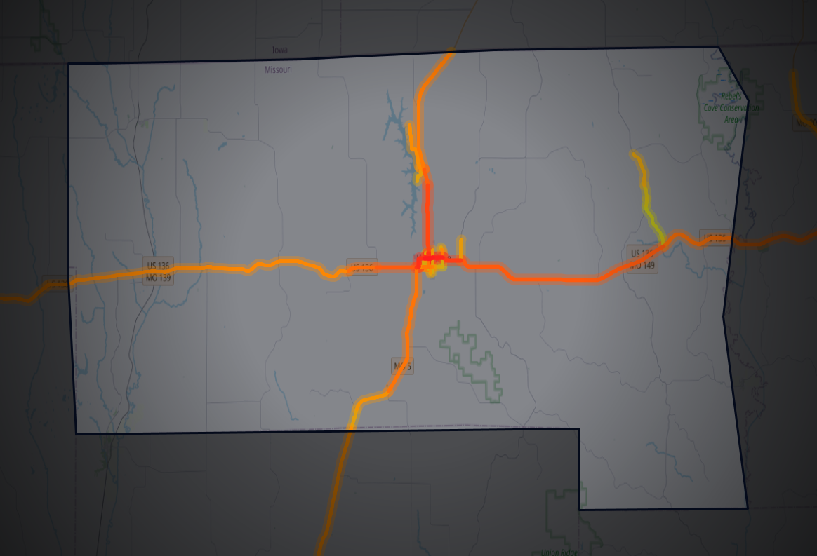 Traffic map of Putnam, Missouri
