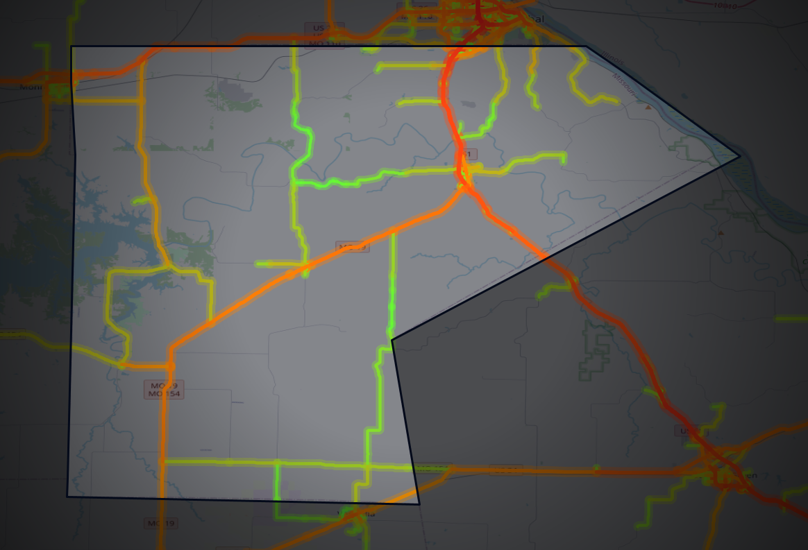 Traffic map of Ralls, Missouri