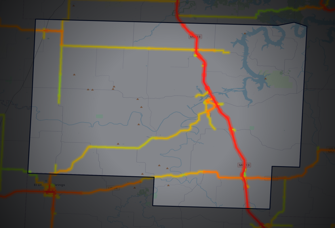 Traffic map of St. Clair, Missouri