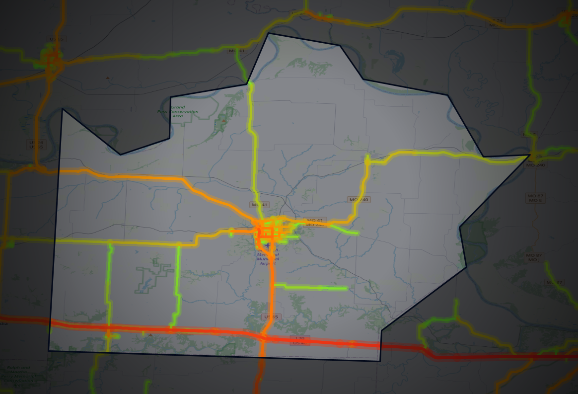 Traffic map of Saline, Missouri