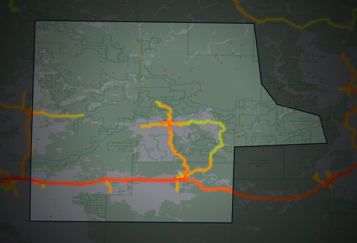 Traffic map of Shannon, Missouri