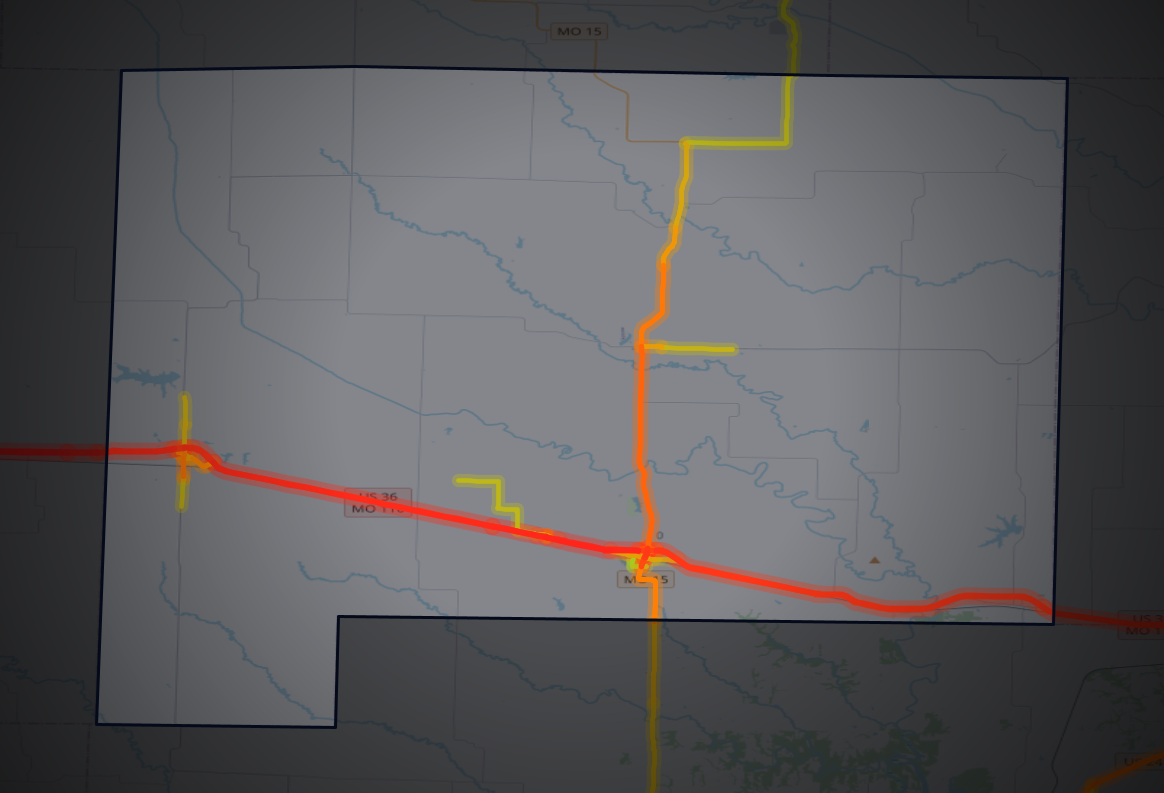 Traffic map of Shelby, Missouri