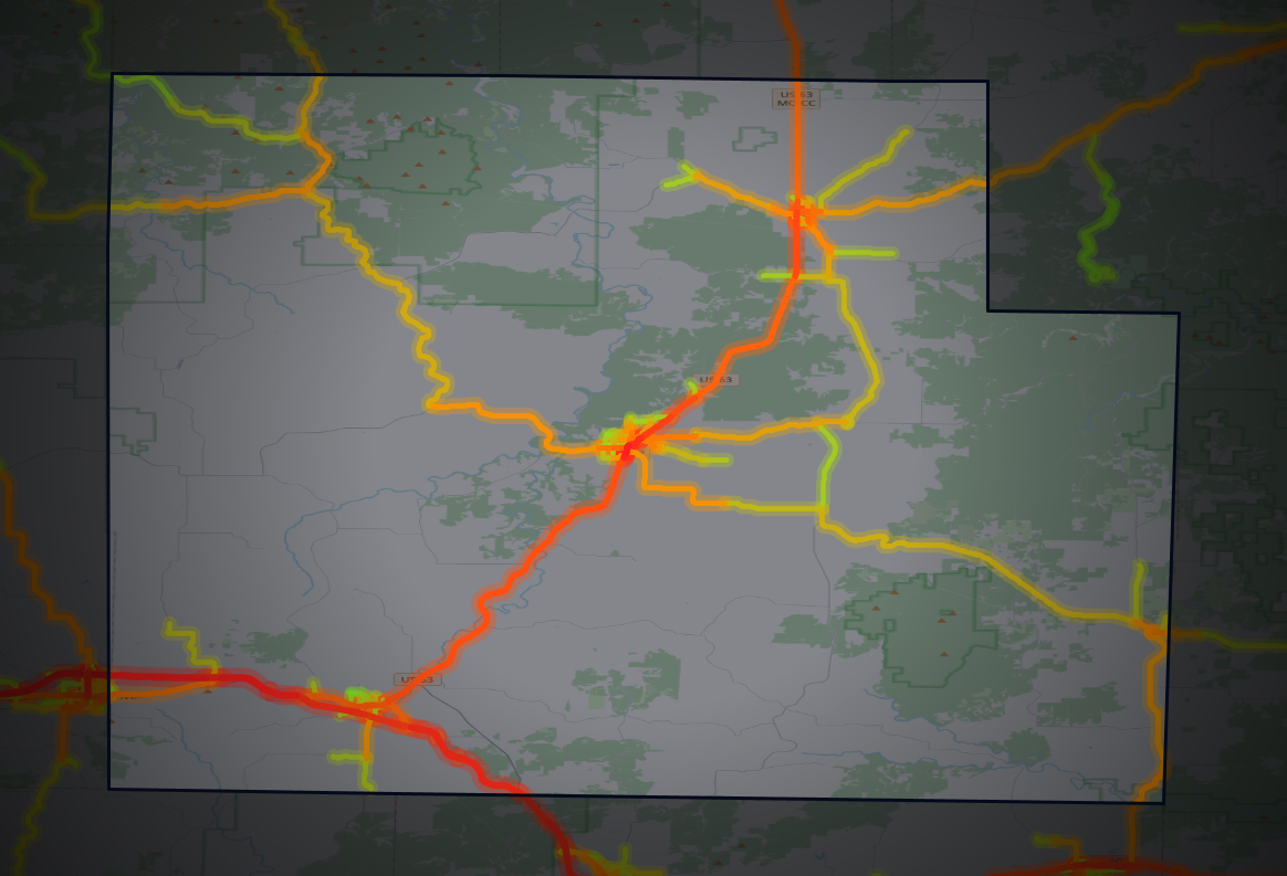 Traffic map of Texas, Missouri