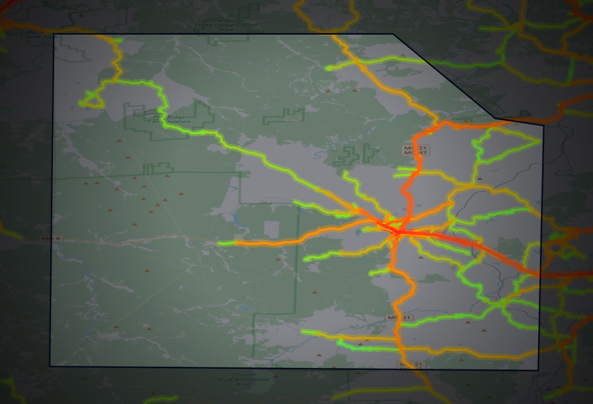 Traffic map of Washington, Missouri