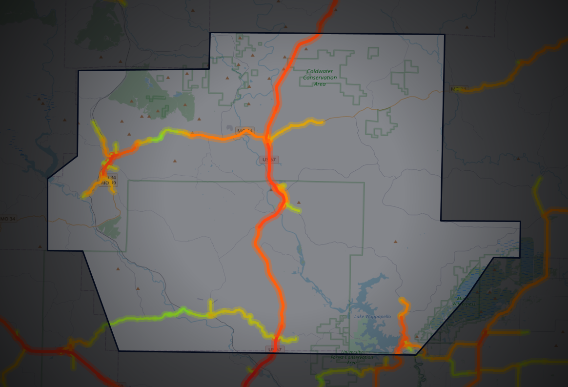 Traffic map of Wayne, Missouri