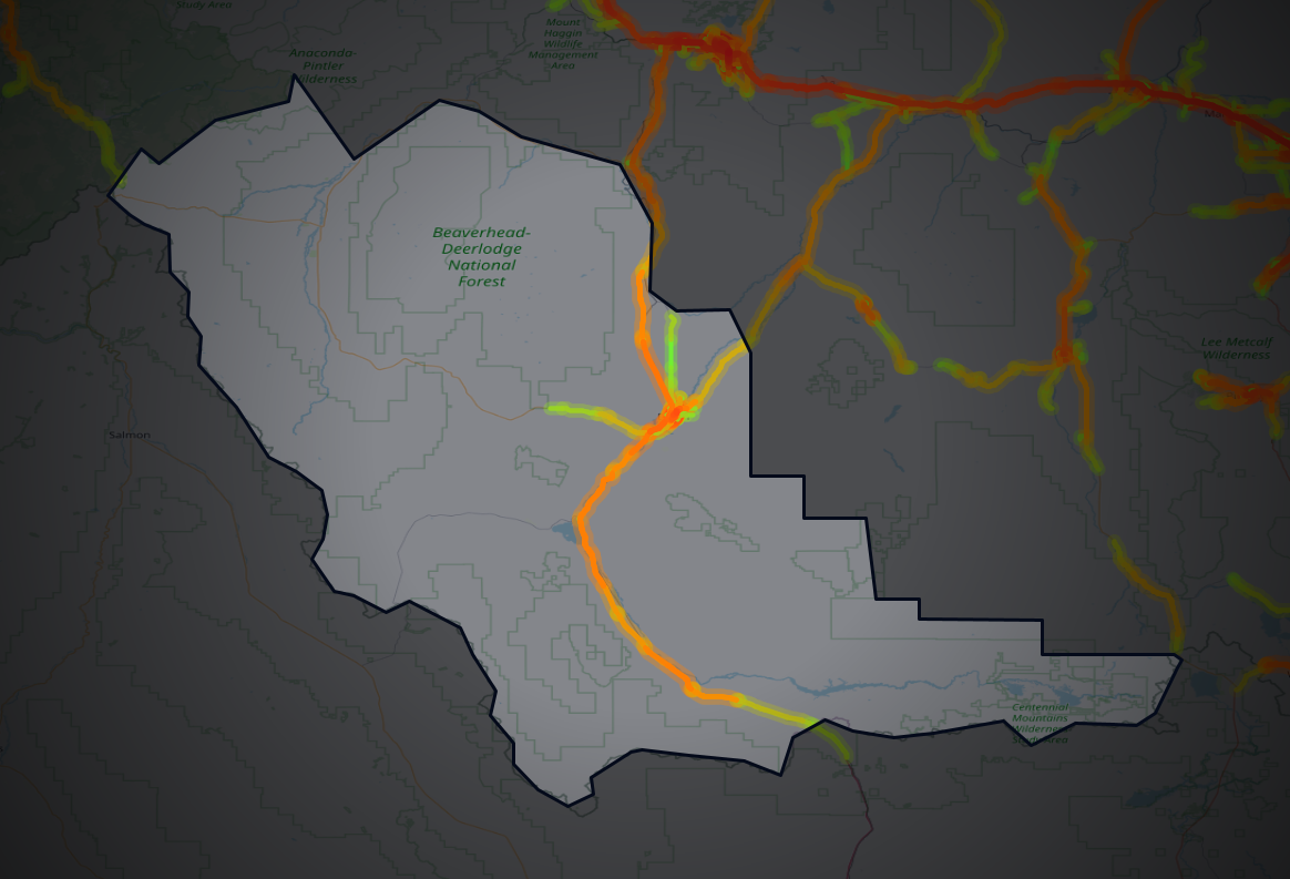 Traffic map of Beaverhead, Montana
