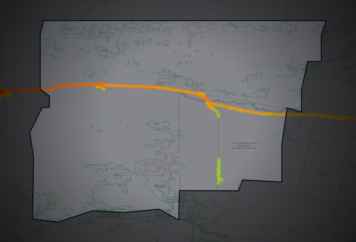 Traffic map of Blaine, Montana