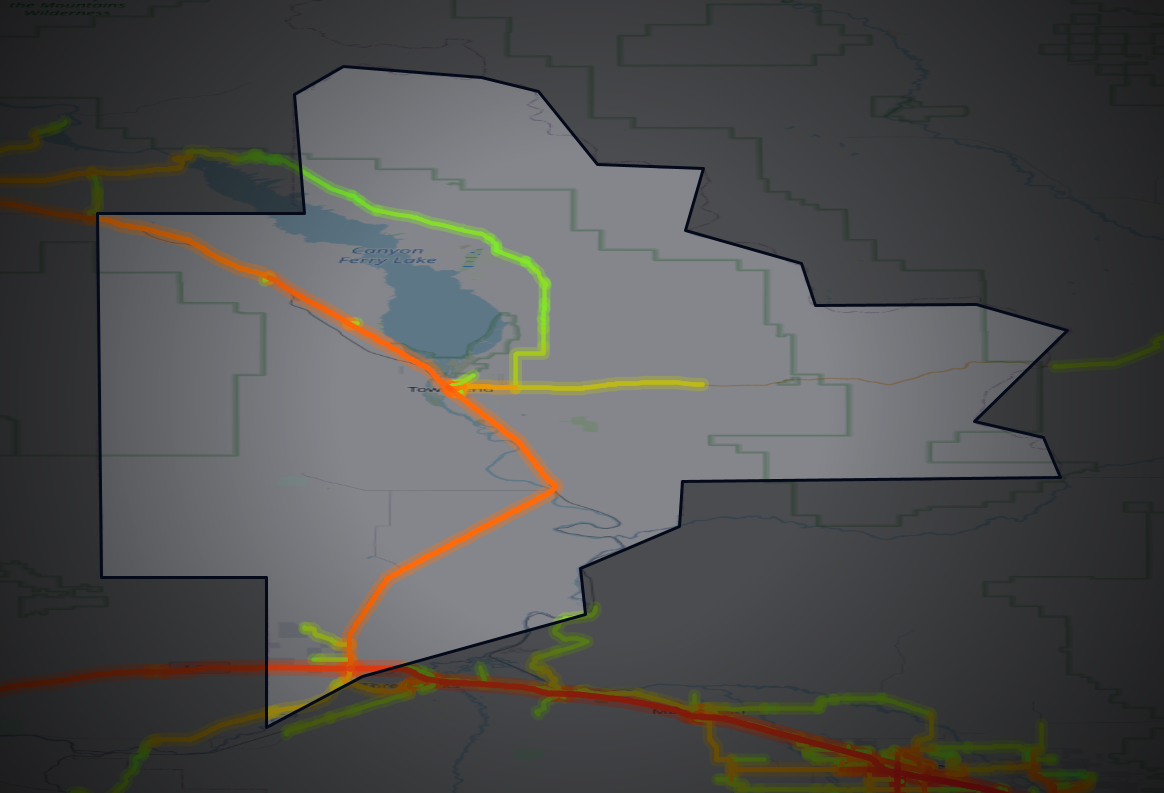 Traffic map of Broadwater, Montana