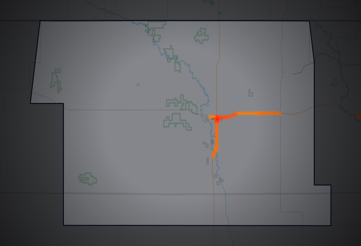 Traffic map of Daniels, Montana