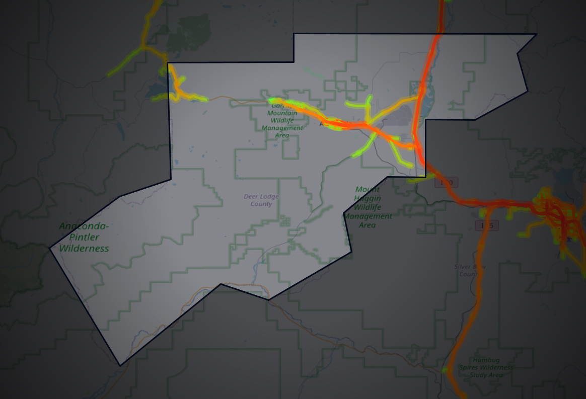 Traffic map of Deer Lodge, Montana