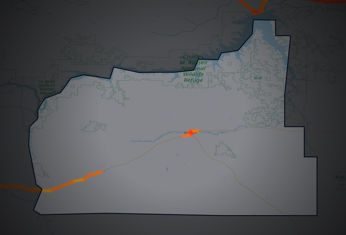 Traffic map of Garfield, Montana