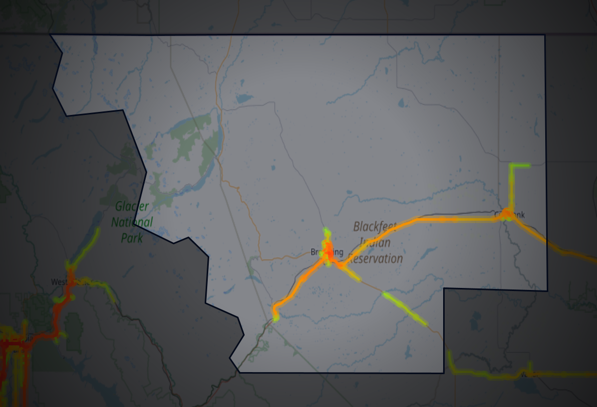 Traffic map of Glacier, Montana