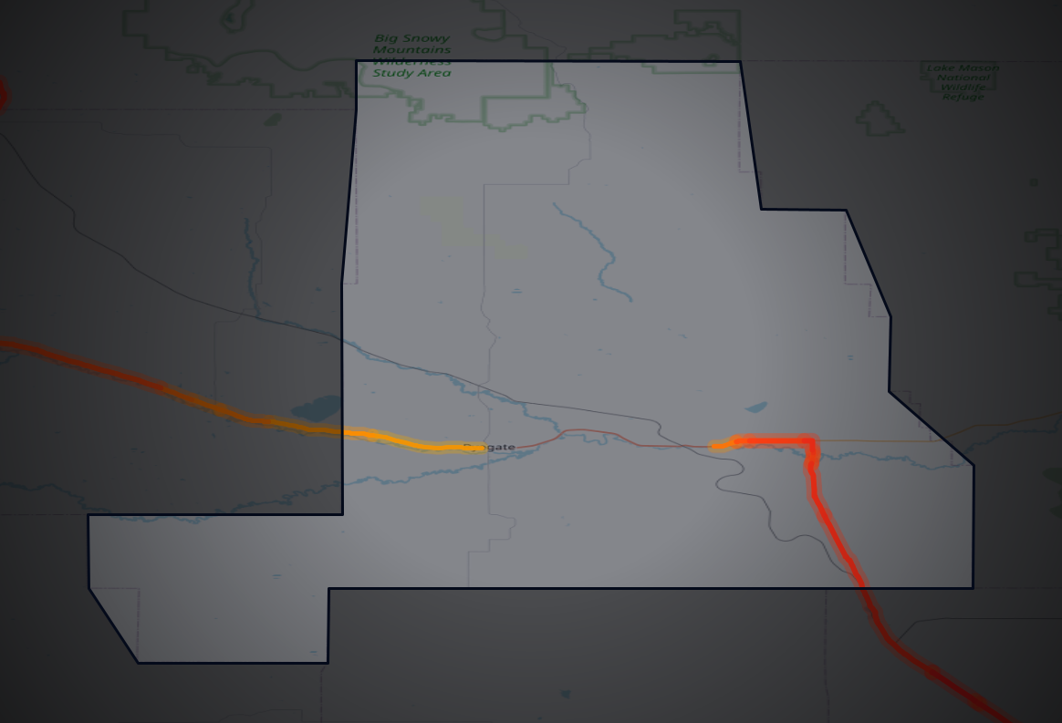 Traffic map of Golden Valley, Montana