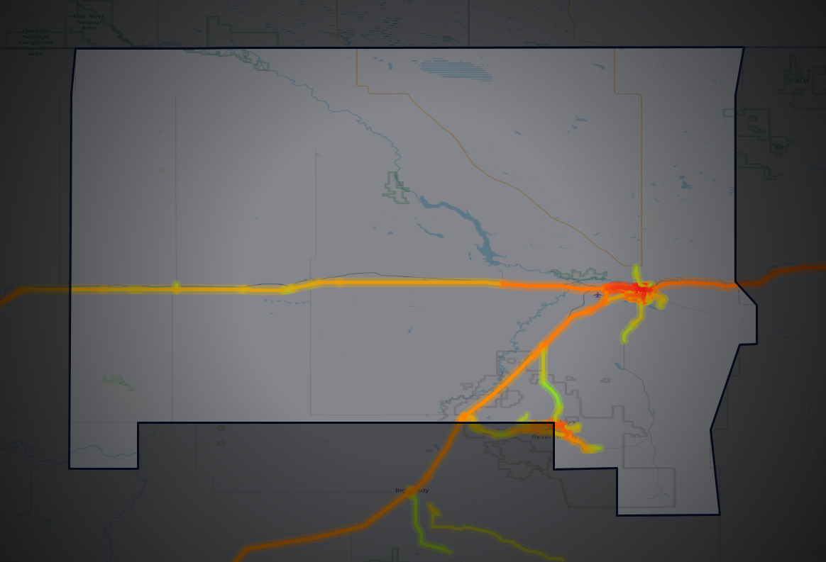 Traffic map of Hill, Montana