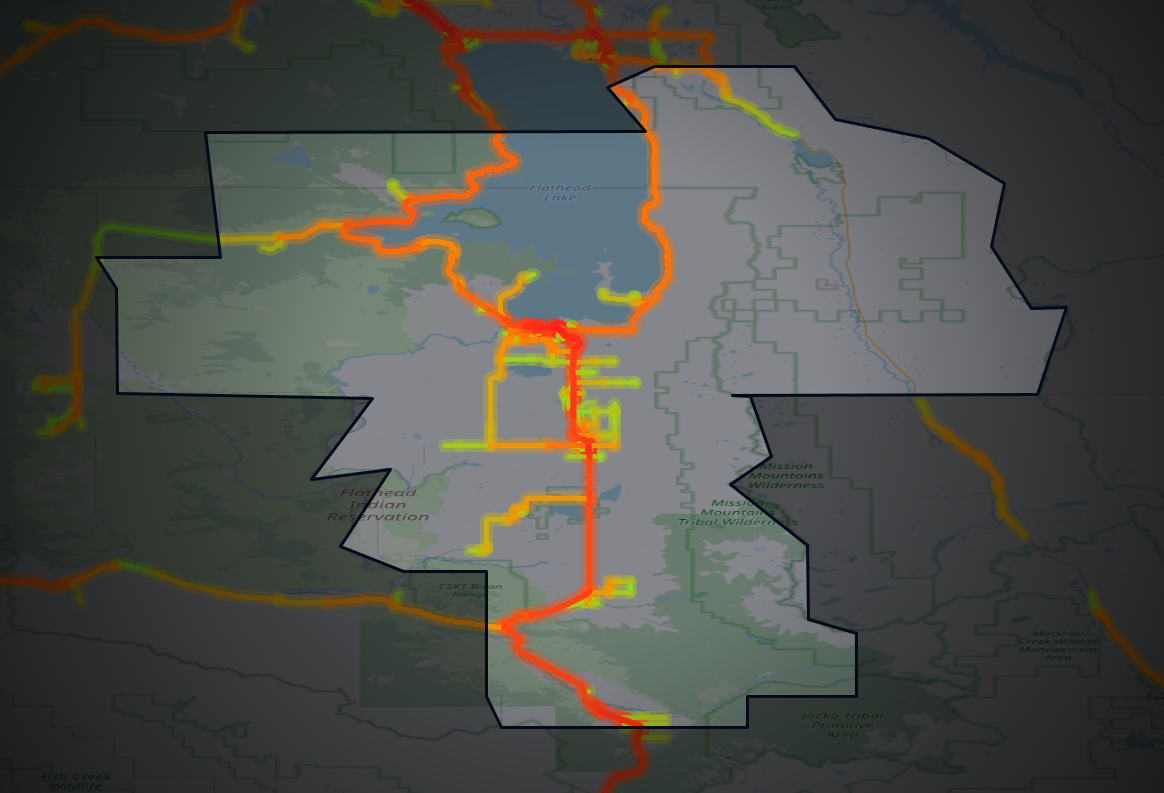 Traffic map of Lake, Montana