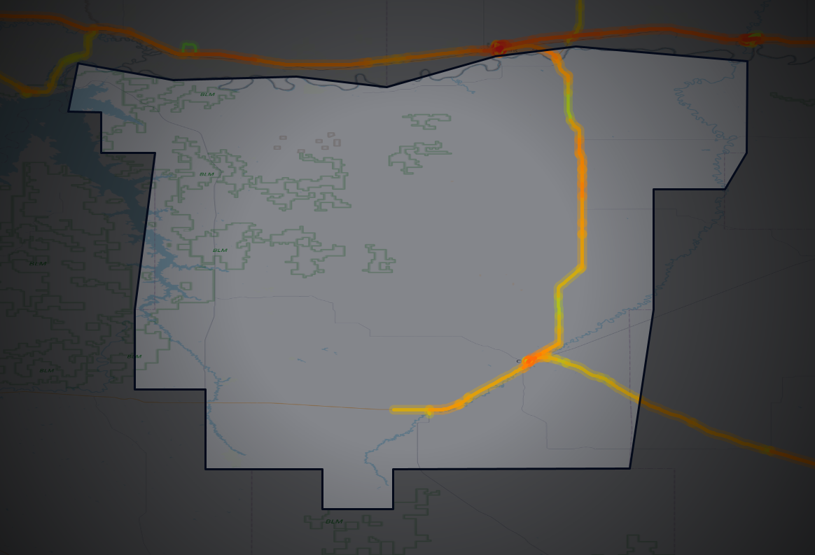 Traffic map of McCone, Montana