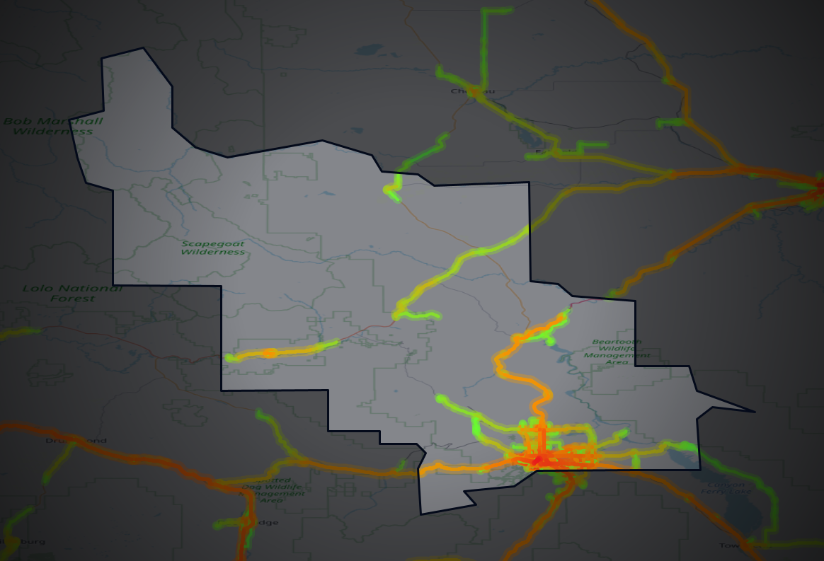 Traffic map of Lewis and Clark, Montana